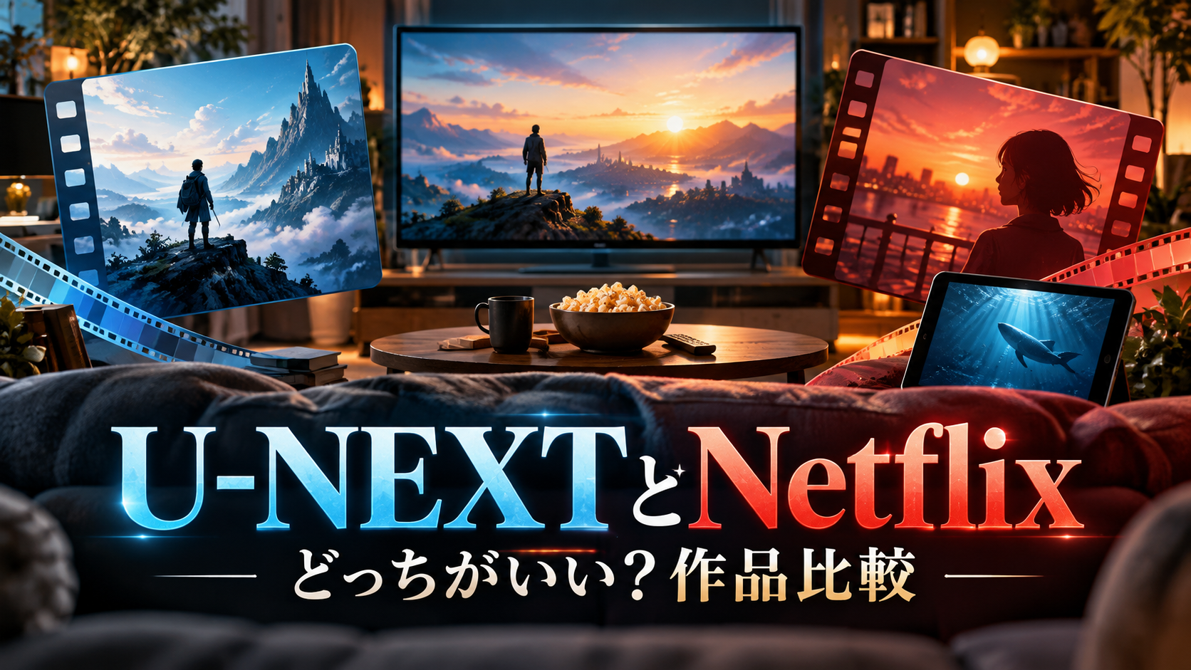 U-NEXTとNetflixの配信・視聴方法を紹介する記事用イメージ
