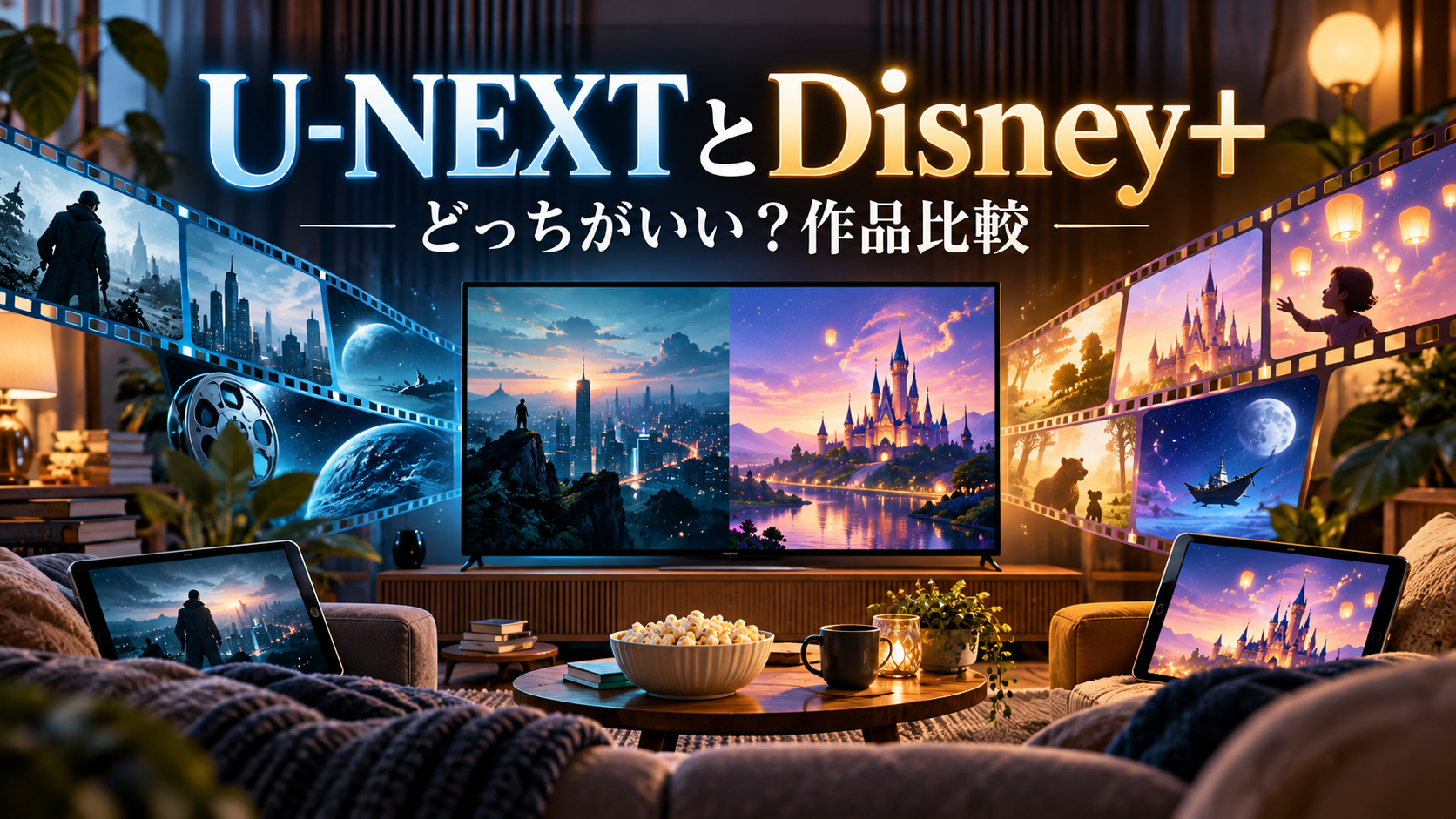 U-NEXTとDisney+の配信・視聴方法を紹介する記事用イメージ