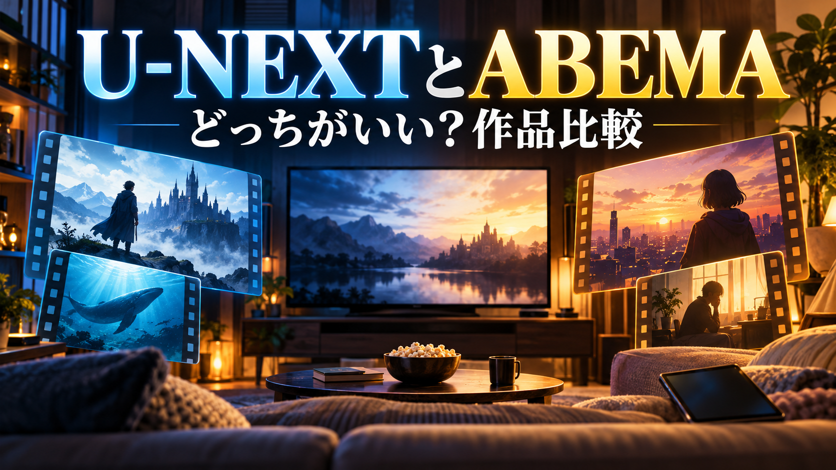 U-NEXTとABEMAの配信・視聴方法を紹介する記事用イメージ